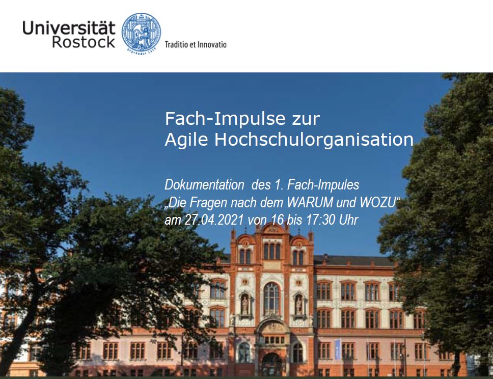 Startfolie der Fachimpulse zur agilen Hochschulverwaltung der Universität Rostock
