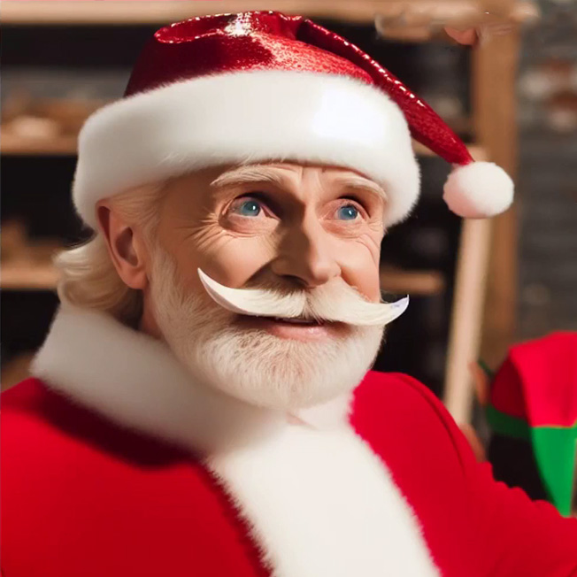 Ein Nikolaus mit rotem Mantel, roter Zipfelmütze, weißem Vollbart