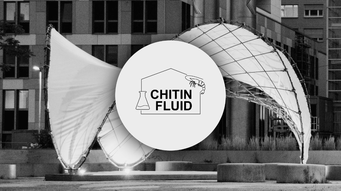 Architektonischer Pavilion und Logo des Chitinfluid-Projektes