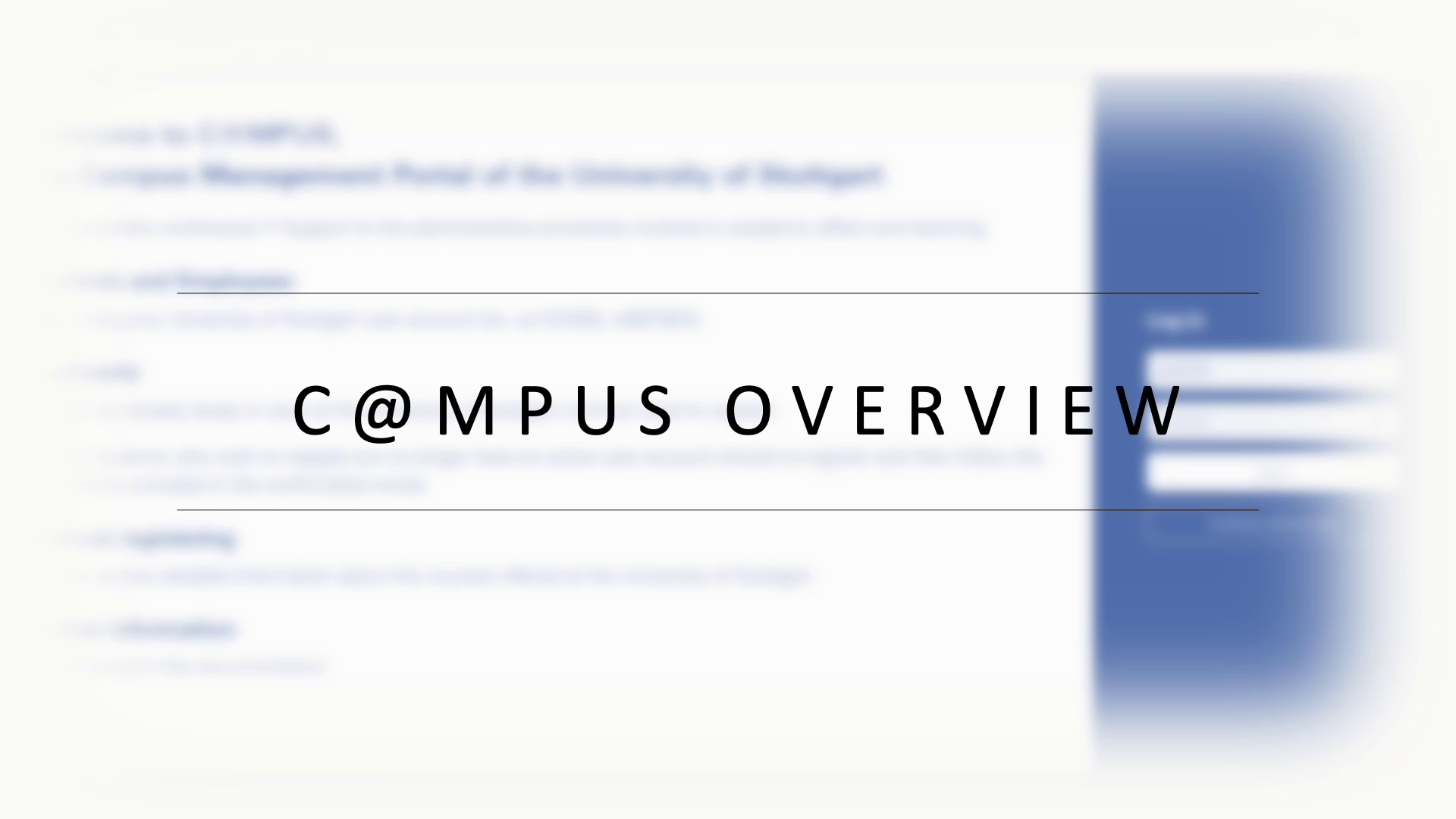 C@MPUS Overview - Modul "Study Management"