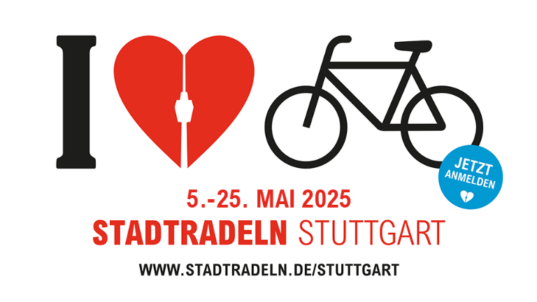 I heart an icon of a bike. From 5th to 25th of May. Stadtradeln Stuttgart.