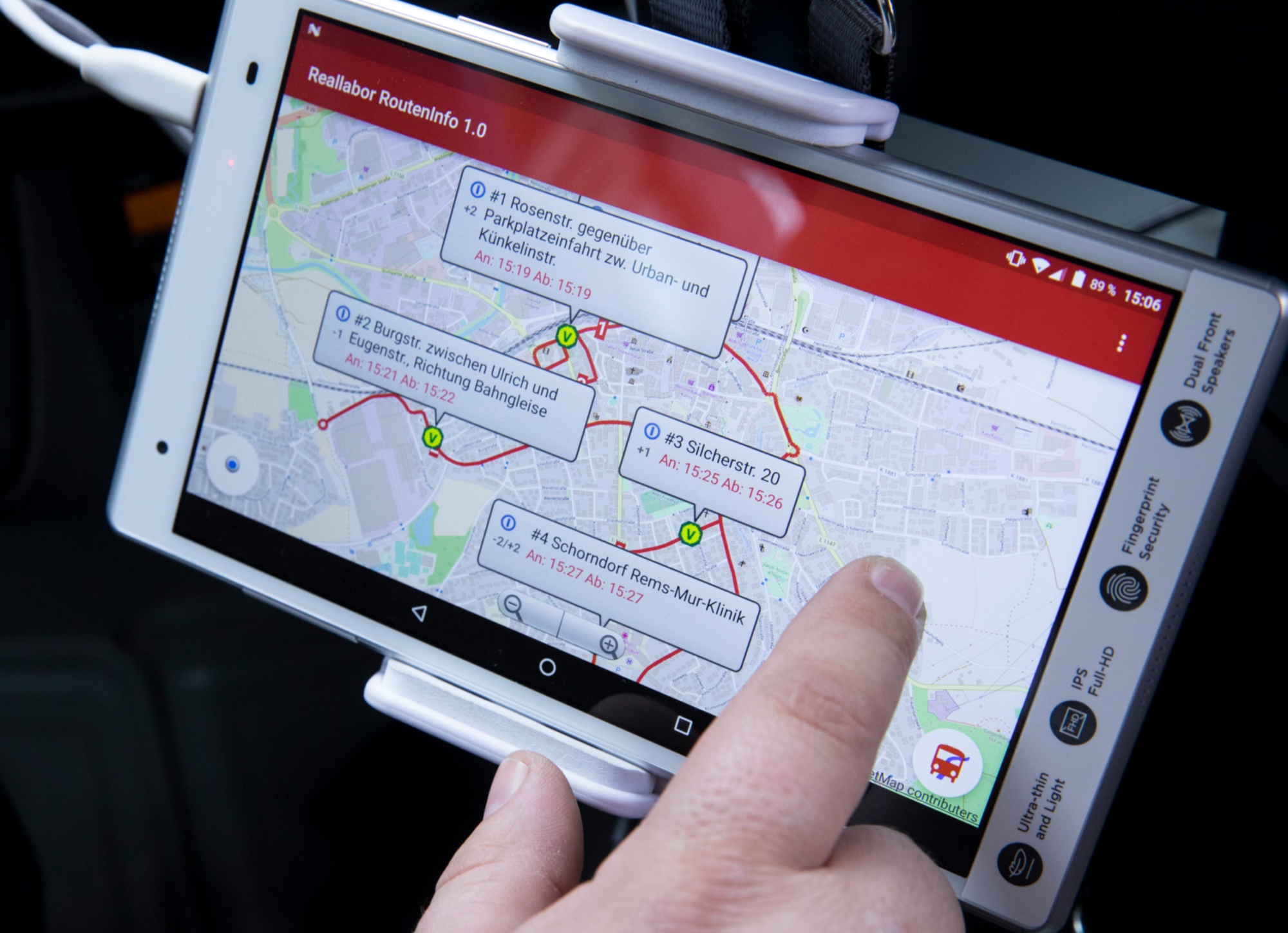 Bus on demand, Bedienoberfläche für Busfahrer im Reallabor Schorndorf